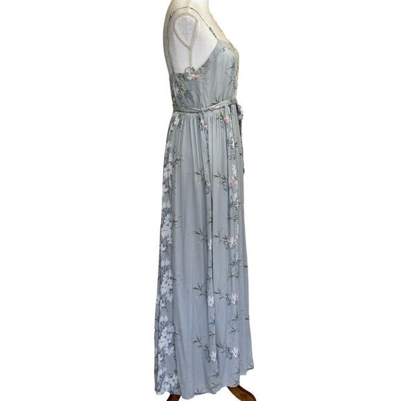 Saints+Secrets blue floral jumpsuit, small, wide leg, flowy, romantic, soft - Picture 2 of 6